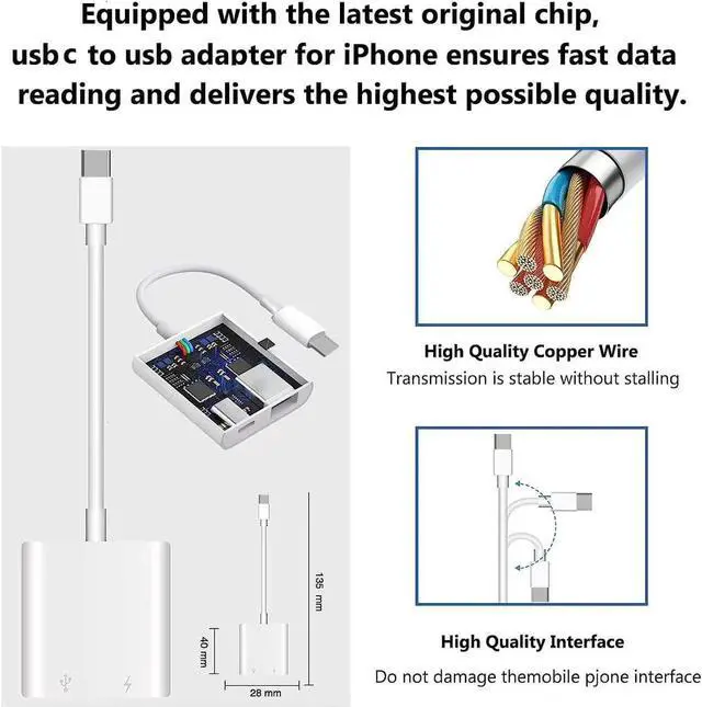 Alt view image 12 of 14 - USB C to USB Camera Adapter for iPhone 16 Portable USB C Male to Female USB OTG with Fast Charging Port for iPhone 16/16 Pro/16 Pro Max/15/15 Pro/15 Pro Max iPad Pro to USB Flash Drive/Keyboard/Mouse