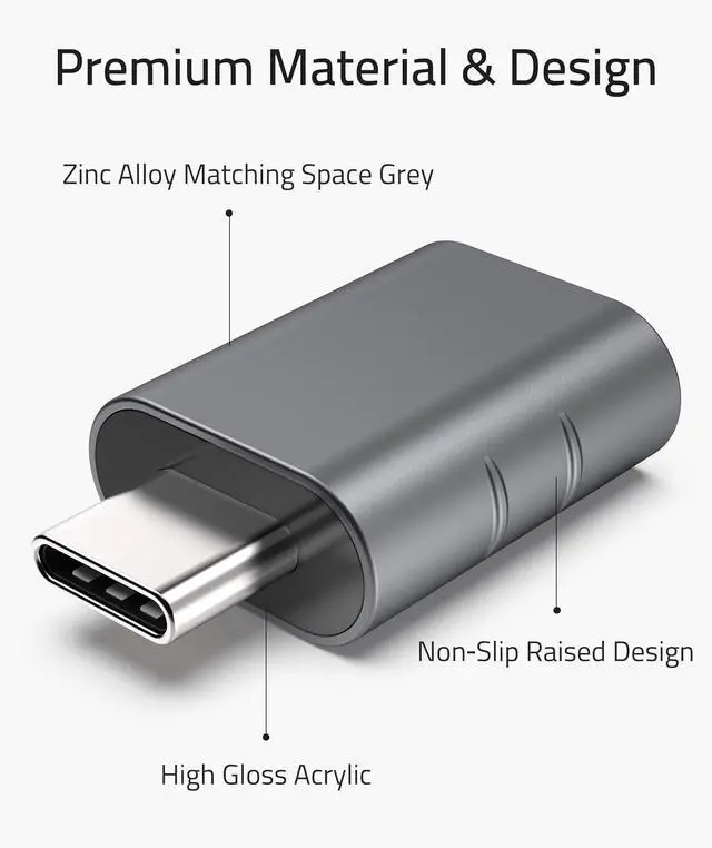 Alt view image 10 of 14 - USB C to USB Adapter Pack of 2 USB C Male to USB 3.0 Female Adapter Compatible with MacBook Pro Air 2024 Surface iPad Notebook XPS and More Type C Devices Space Grey