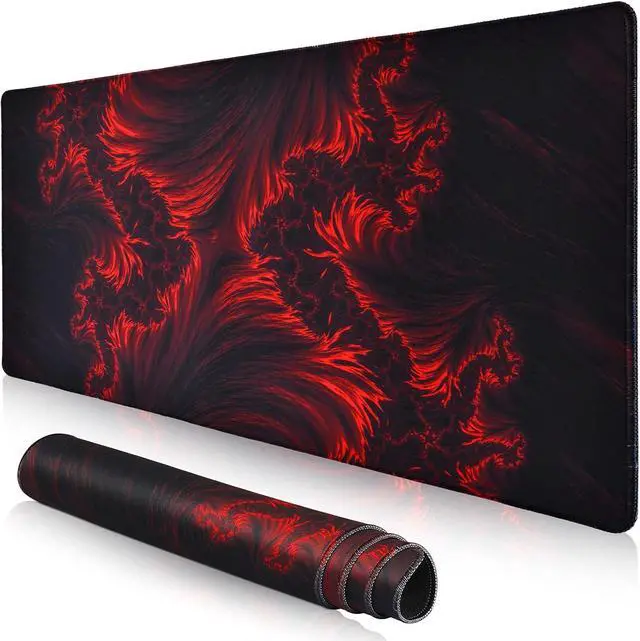 Alt view image 7 of 12 - Gaming Mouse Pad Red Large Mouse Pad 31.5×15.75In Large Gaming Mouse Pads Long Big Mouse Pad XL Mouse Mat with Non-Slip Base Extended Keyboard Mousepad Flame Pattern (Black Red)