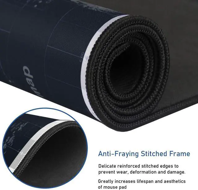 Alt view image 9 of 14 - Gaming Mouse Pad Large Mouse Pad Extended Mouse Pad Desk Mouse Pad Non-Slip Spill-Resistant Mousepad with Special-Textured Surface Anti-Fray Stitched Edges for Esports Pros Gamer Office - Map