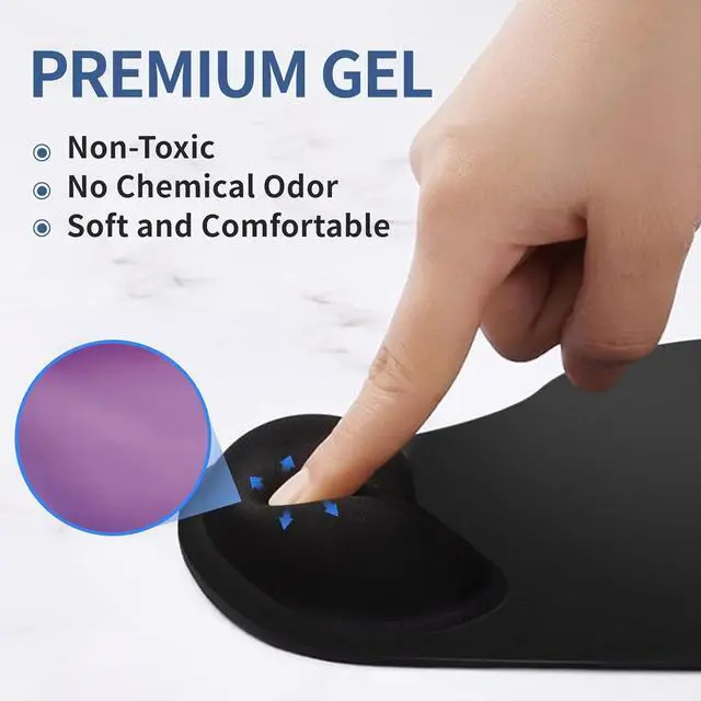 Alt view image 10 of 14 - Ergonomic Mouse Pad with Wrist Rest Support Mousepad with Comfortable Gel Wrist and Non-Slip PU Base for Pain Relief Computer Laptop Office Home (Black)
