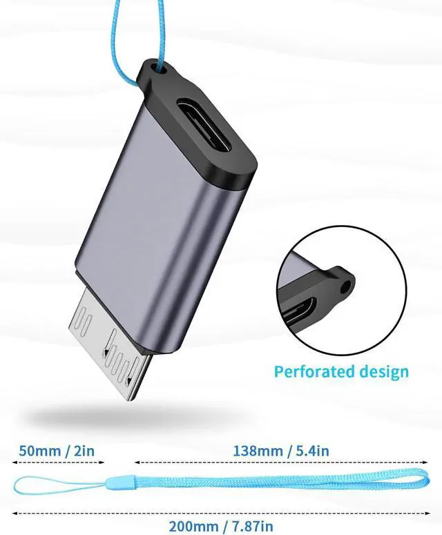 Alt view image 13 of 14 - USB C to Micro B Adapter 10Gbps Micro B to USB C Adapter 3.2 USB Type C Female to Micro B Male Converter Adapter for Hard Drive Cable External Hard SSD Drive Tablet Phone Laptop 2 Pack
