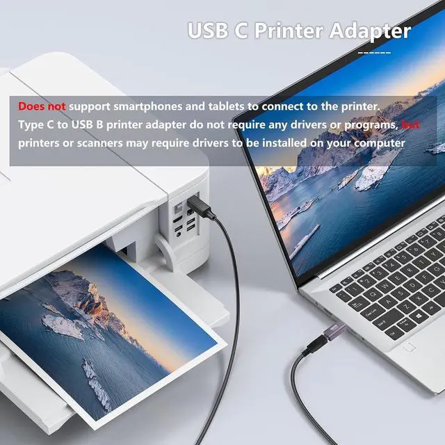 Alt view image 10 of 14 - 2 Pack USB C to USB B Adapter Type C to MIDI Convert Connector Type C Male to USB B Female Printer Adapter for Eectric Piano DAC Synthesizer DJ Controller Keyboard Printer (Straight)