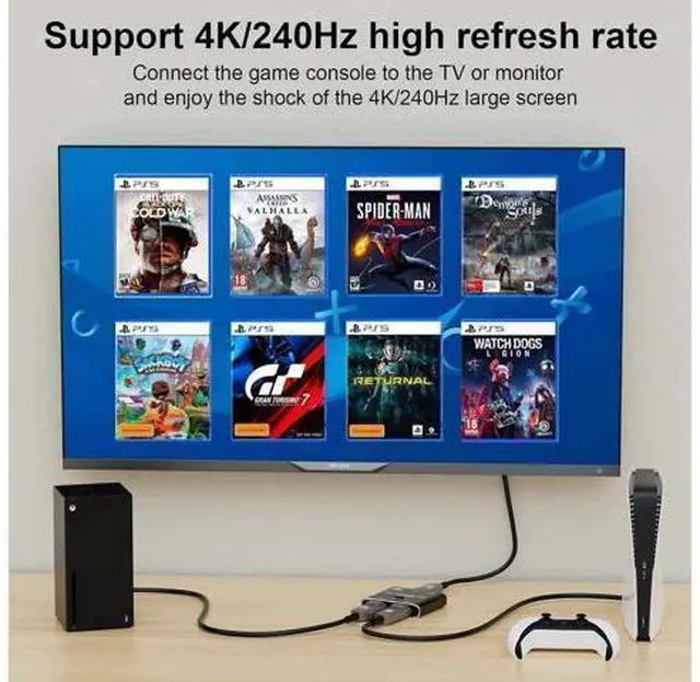 Alt view image 11 of 14 - 2 Port DisplayPort Switch, 16K@60Hz DP Switch Bi-Direction 8K@120Hz 4K@240Hz Displayport Splitter Converter for Multiple Source and displays 16K DP Video Converter