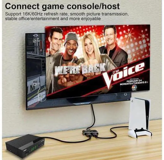 Alt view image 12 of 14 - 2 Port DisplayPort Switch, 16K@60Hz DP Switch Bi-Direction 8K@120Hz 4K@240Hz Displayport Splitter Converter for Multiple Source and displays 16K DP Video Converter