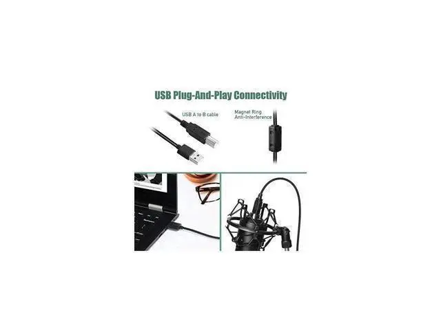 Alt view image 11 of 12 - USB Streaming Podcast PC Microphone professional 192KHZ24Bit Studio Cardioid Condenser Mic Kit with sound card Boom Arm Shock Mount Pop Filter for Skype YouTuber Karaoke Gaming Recording