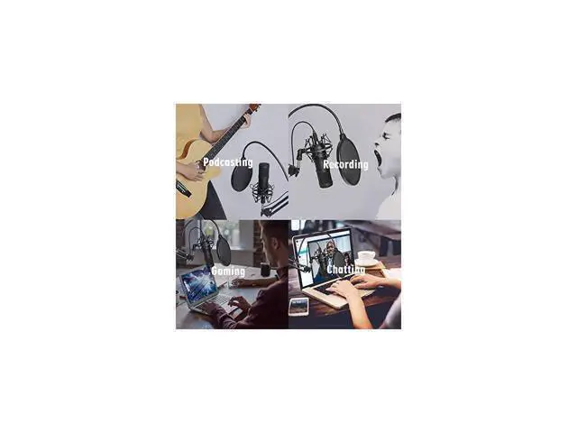 Alt view image 12 of 12 - USB Streaming Podcast PC Microphone professional 192KHZ24Bit Studio Cardioid Condenser Mic Kit with sound card Boom Arm Shock Mount Pop Filter for Skype YouTuber Karaoke Gaming Recording