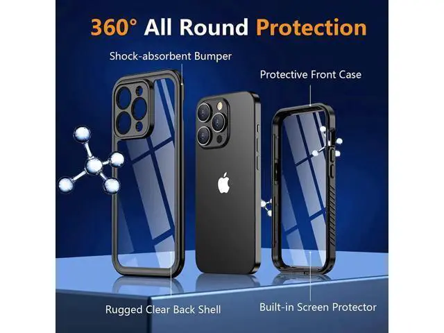 Alt view image 9 of 14 - for iPhone 14 Pro Case Waterproof, Shockproof Bumper Case with Built-in Screen Protector, Dustproof Anti-Scratch Anti-Stain Phone Case for iPhone 14 Pro 5G 6.1 inch