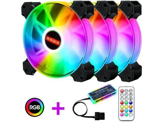Alt view image 8 of 14 - 3-Pack 120mm RGB Case Fan with Remote Controller, Computer Case 12cm Cooling Fan RGB 6PIN, RGB LED Quiet High Airflow Adjustable Color LED Fan, CPU Cooler with RF Remote
