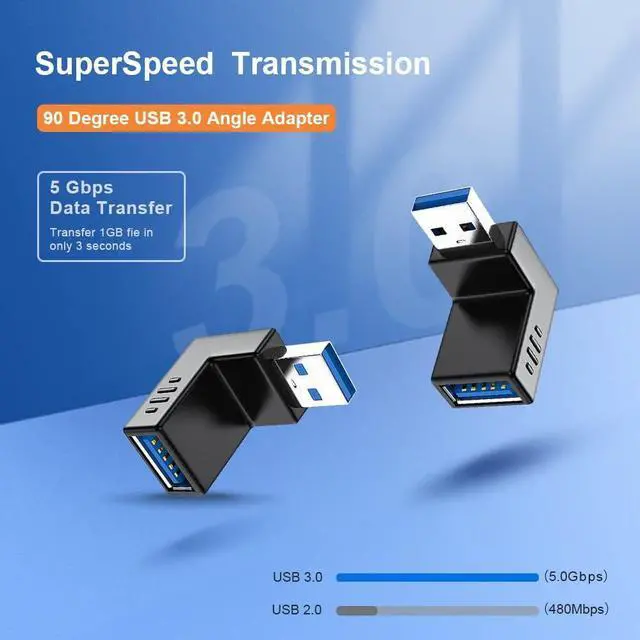 Alt view image 9 of 14 - USB 3.0 Adapter 90 Degree Male to Female Combo Vertical Up and Down Angle Coupler Connector