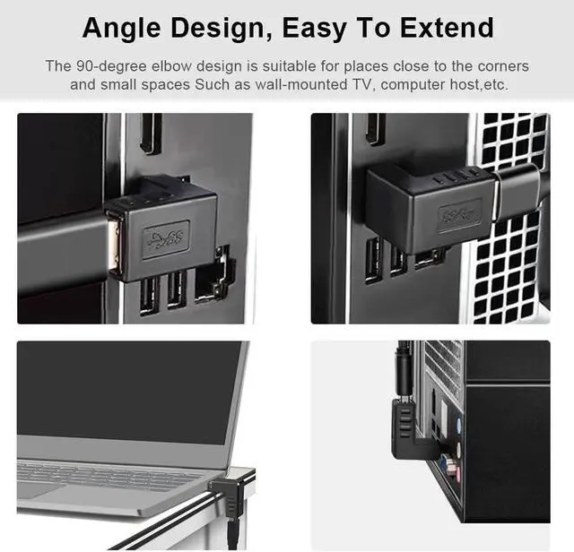 Alt view image 11 of 14 - USB 3.0 Adapter 90 Degree Male to Female Combo Vertical Up and Down Angle Coupler Connector