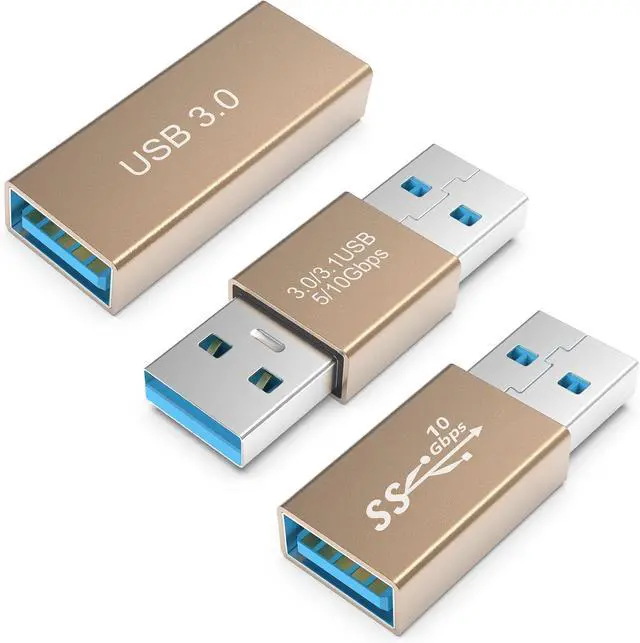 Alt view image 7 of 12 - 3kinds of USB 3.0 apters kit USB 3.0 Female to Female and Male to Male and Female to Male high Speed Convert Extension Coupler Connector converte Gold