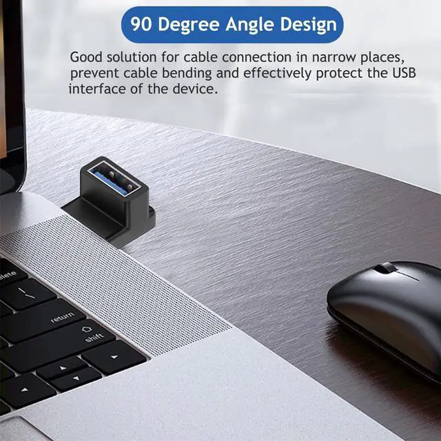 Alt view image 11 of 14 - 90 Degree USB 3.0 Male to Female Adapter (4 Pack) Up and Down & Left and Right Angle USB A Extender Connector for PC Laptop Hard Drive Keyboard USB A Charger Power Bank