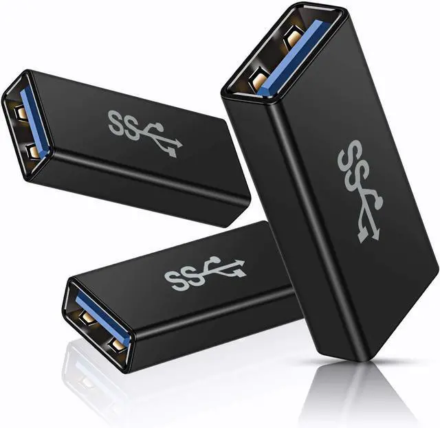 Alt view image 8 of 14 - USB Female to Female Adapter (3-Pack) USB 3.0 Female to Type A Female 3.0 Cable Coupler for Connecting Two USB Male Ends Cord Extension Connector (Black (Upgraded))