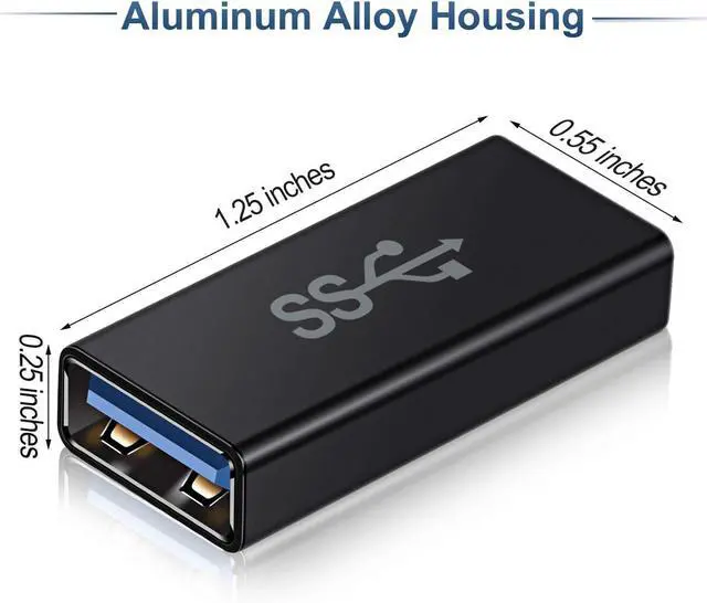Alt view image 10 of 14 - USB Female to Female Adapter (3-Pack) USB 3.0 Female to Type A Female 3.0 Cable Coupler for Connecting Two USB Male Ends Cord Extension Connector (Black (Upgraded))