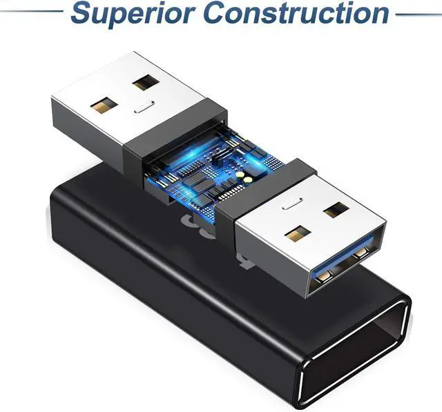 Alt view image 11 of 14 - USB Female to Female Adapter (3-Pack) USB 3.0 Female to Type A Female 3.0 Cable Coupler for Connecting Two USB Male Ends Cord Extension Connector (Black (Upgraded))