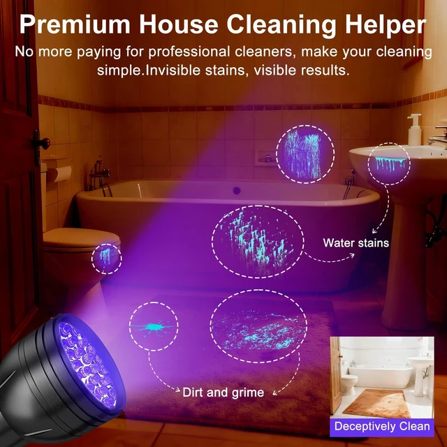 Alt view image 10 of 14 - UV Flashlight Black Light, 51 LED Blacklight Pet Urine Detector for Dog/Cat Urine, Dry Stains, Bed Bug, Resin Curing, Scorpions Finder