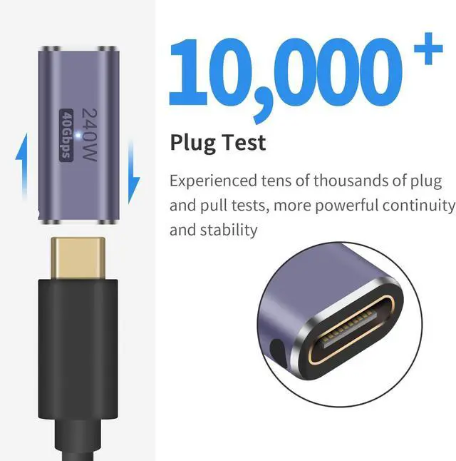 Alt view image 10 of 12 - USB C Female to Female Adapter USB C Coupler 240W Power Delivery 40Gbps USB C Female to Female Coupler USB C Extender with 8K@60Hz Compatible for iPad MacBook Thunderbolt 4/3 (2Pack)
