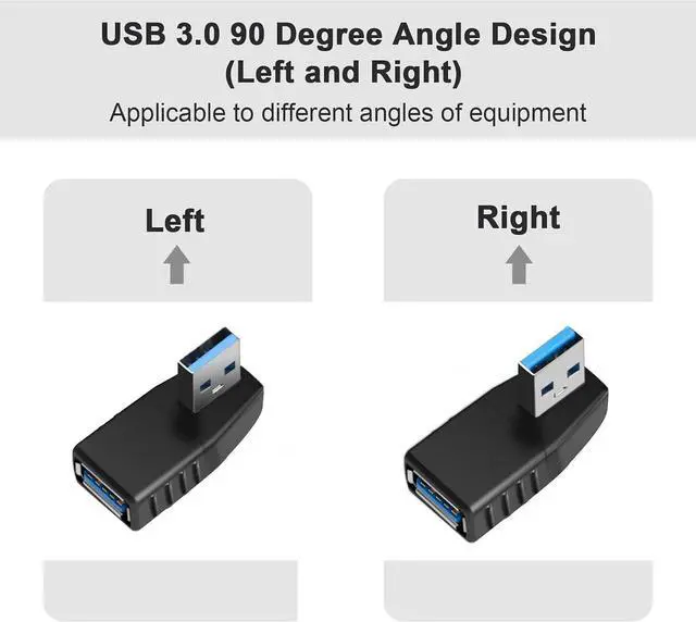 Alt view image 12 of 14 - USB 3.0 Adapter 90 Degree Male to Female Coupler Connector Plug Left Angle and Right Angle