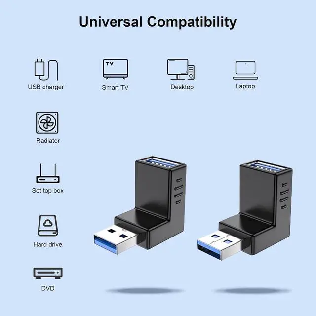 Alt view image 10 of 14 - USB 3.0 Adapter 90 Degree Male to Female Combo Vertical Up and Down Angle Coupler Connector