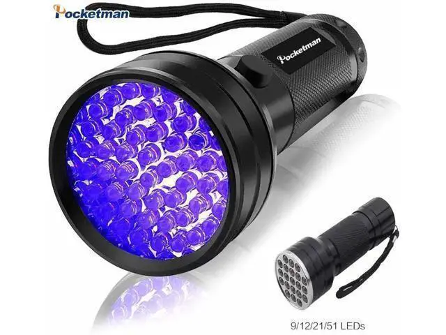 Alt view image 6 of 10 - UV Flashlight Purple Light Torch 51LED 21LED 12LED 9LED UV Torch UV Lamp 395-400nm LED Linterna Safety UV Detection