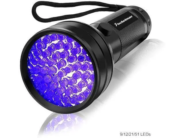 Alt view image 9 of 10 - UV Flashlight Purple Light Torch 51LED 21LED 12LED 9LED UV Torch UV Lamp 395-400nm LED Linterna Safety UV Detection