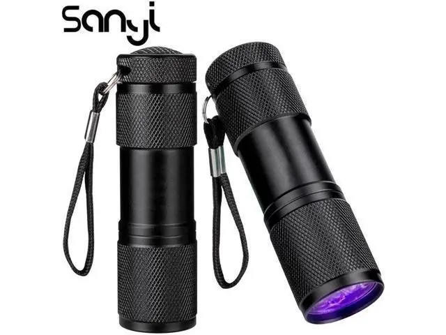 Alt view image 6 of 10 - 9 LED Mini UV Flashlight Ultraviolet Invisible Ink Marker Detection Torch Light Handheld Handy Pocket Lamp Using 3*AAA batteries