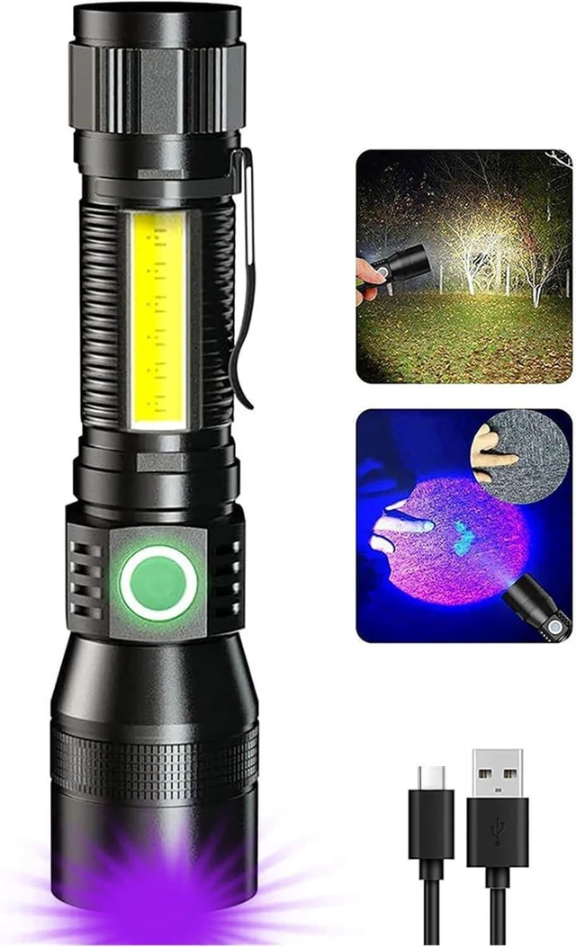 Alt view image 8 of 14 - UV Flashlight Black Light, 3-in-1 Magnetic Flashlight Rechargeable, High Lumen Tactical LED Flashlight, 7 Modes Waterproof UV Light for Camping Emergencies Pet Urine Detection