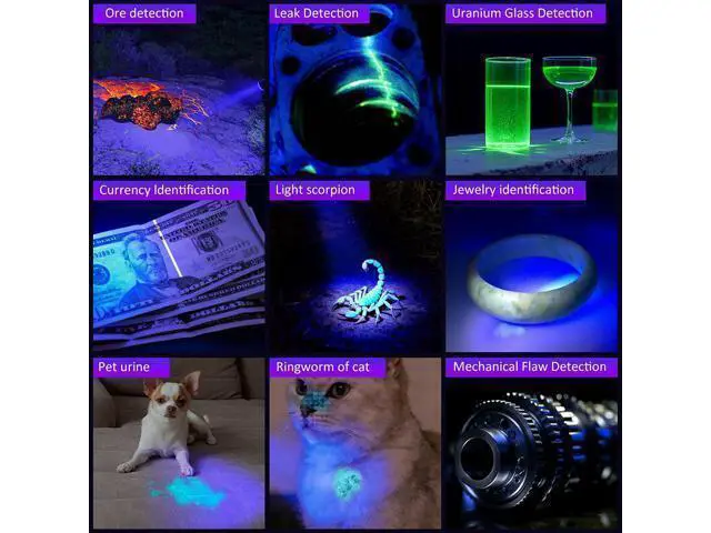 Alt view image 14 of 14 - 365nm UV Flashlight Black Light Rechargeable, Powerful Blacklight Flashlights, Portable UV Light for Pet Urine Detection, Resin Curing, Rocks, Bed Bugs, Scorpion, Yooperlite, Uranium Glass, AC Leak