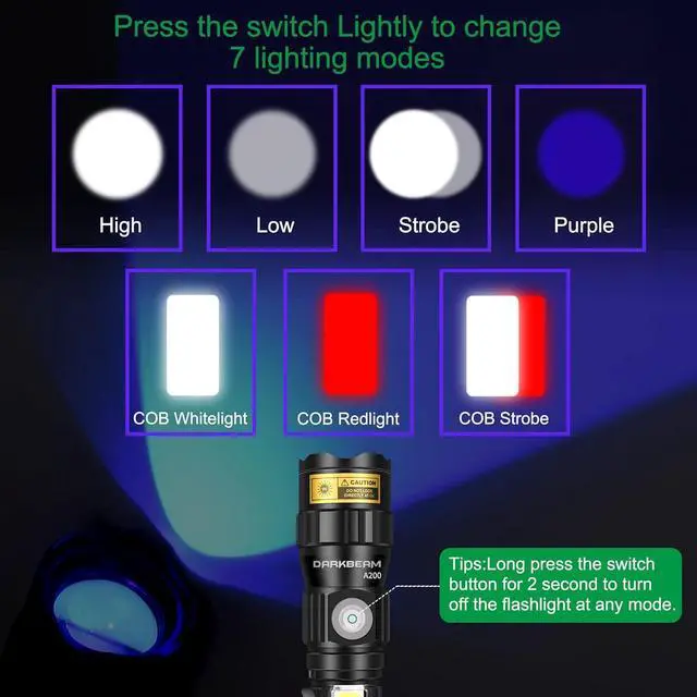 Alt view image 10 of 14 - DARKBEAM UV 365nm Flashlights USB Rechargeable LED 3 in 1 Blacklight, Ultraviolet Wood's Lamp, Anti-Counterfeit/Fluorescer Detection, Detector for Pet Urine, Black Lights 365 nm, Magnetic Base