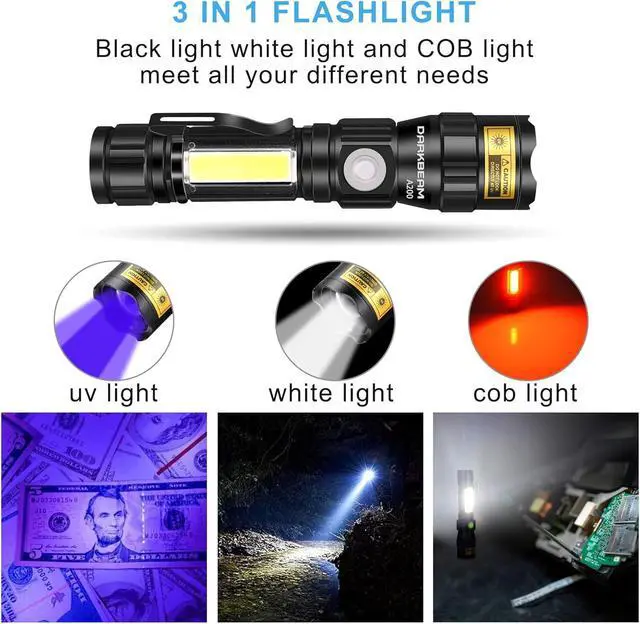 Alt view image 9 of 14 - DARKBEAM UV 365nm Flashlights USB Rechargeable LED 3 in 1 Blacklight, Ultraviolet Wood's Lamp, Anti-Counterfeit/Fluorescer Detection, Detector for Pet Urine, Black Lights 365 nm, Magnetic Base