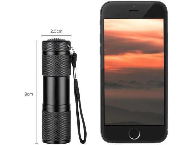 Alt view image 7 of 10 - 9 LED Mini UV Flashlight Ultraviolet Invisible Ink Marker Detection Torch Light Handheld Handy Pocket Lamp Using 3*AAA batteries