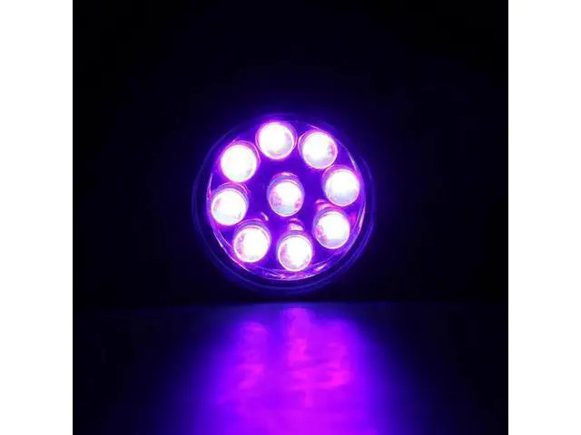 Alt view image 8 of 10 - 9 LED Mini UV Flashlight Ultraviolet Invisible Ink Marker Detection Torch Light Handheld Handy Pocket Lamp Using 3*AAA batteries