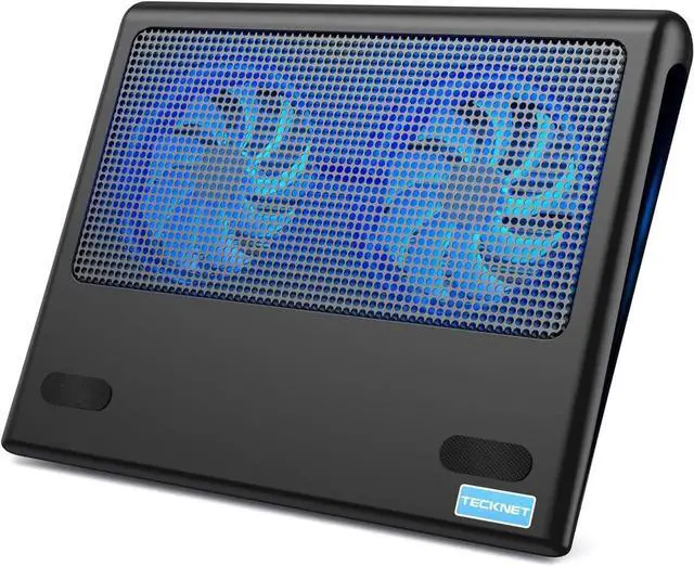 Alt view image 8 of 14 - Laptop Cooling Pad, Portable Ultra-Slim Quiet Laptop Notebook Cooler Cooling Pad Stand with 2 USB Powered Fans, Fits 12-16 Inches (Blue)