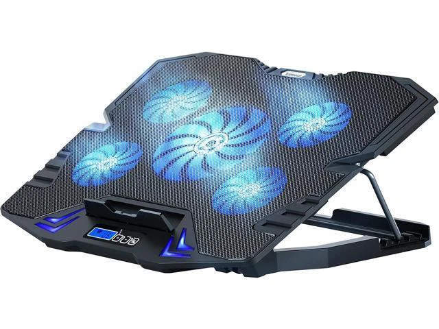 Alt view image 8 of 14 - TopMate C5 12-15.6 inch Gaming Laptop Cooler Cooling Pad | 5 Quiet Fans and LCD Screen | 2500RPM Strong Wind Designed for Gamers and Office