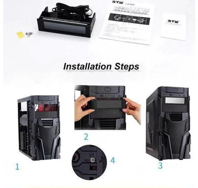 Alt view image 8 of 12 - 5.25" 5 Channel Touchscreen Fan Controller Temperature Monitor Automatic Speed Control Cooler LCD Front Panel STW-5036