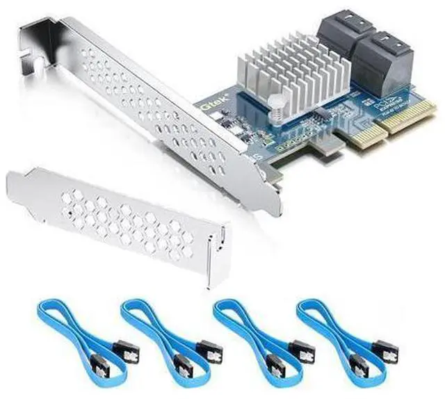 Alt view image 5 of 8 - 4-Port PCIe SATA Expansion Card, 6Gbps SATA III Controller with 4 Cables & Low Profile Bracket, PCIe x4, Support 4 Devices for PC/Server/NAS