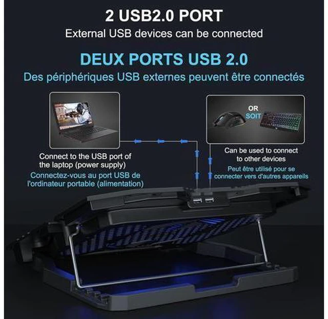 Alt view image 13 of 14 - TopMate C5 12-15.6 inch Gaming Laptop Cooler Cooling Pad | 5 Quiet Fans and LCD Screen | 2500RPM Strong Wind Designed for Gamers and Office