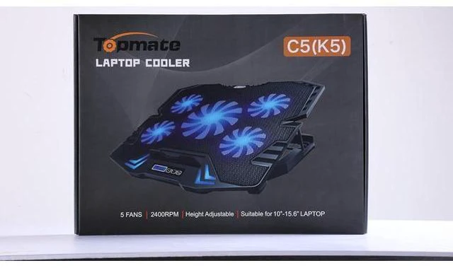 Alt view image 14 of 14 - TopMate C5 12-15.6 inch Gaming Laptop Cooler Cooling Pad | 5 Quiet Fans and LCD Screen | 2500RPM Strong Wind Designed for Gamers and Office