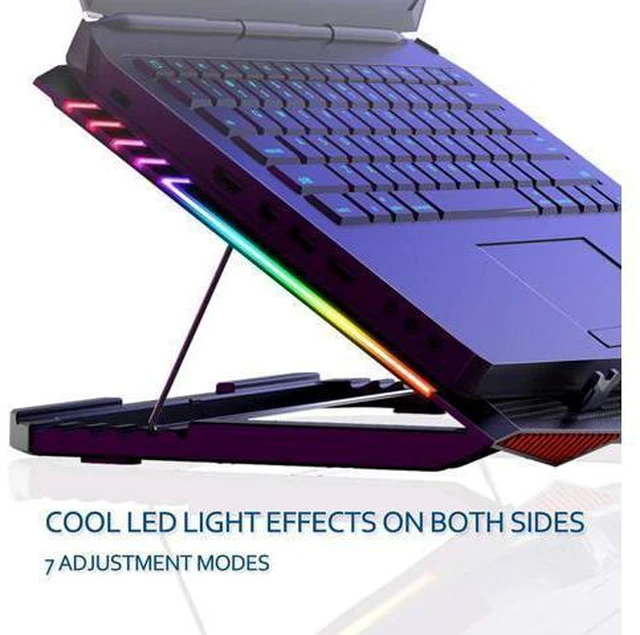 Alt view image 10 of 14 - MeFee RGB Laptop Cooling Pad for 15.6-21 Inch Professional Gaming Laptop Cooler with 6 Quiet Fans and Button Control, Pure Metal Panel Portable Cooler