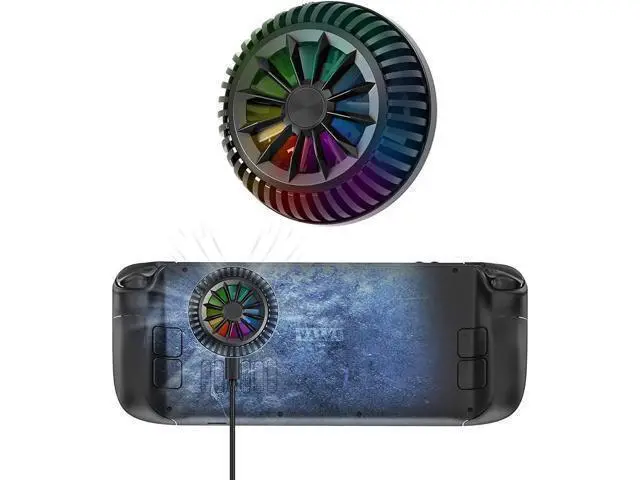 Alt view image 8 of 14 - Steam Deck Fan, Semiconductor Cooler for Steam Deck with 7-Blade Fan and RGB Colourful Light, 3 Seconds Fast Cooling Magnetic Fan Cooler for Steam Deck, Switch, Tablet, Cellphones