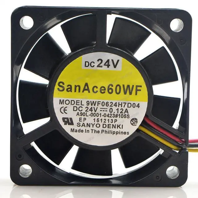 Alt view image 5 of 8 - Compatible for SanAce60WF 9WF0624H7D04 A90L-0001-0423#105s 24V 0.12A 6015 3-Wire Cooling Fan