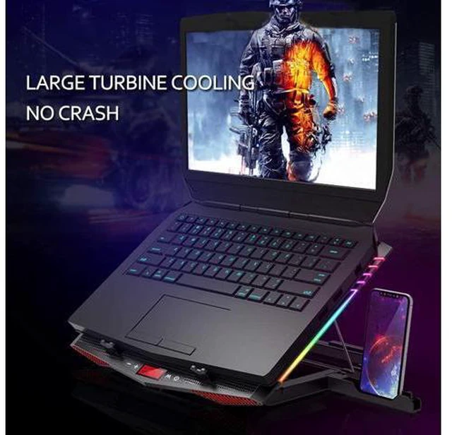 Alt view image 14 of 14 - MeFee RGB Laptop Cooling Pad for 15.6-21 Inch Professional Gaming Laptop Cooler with 6 Quiet Fans and Button Control, Pure Metal Panel Portable Cooler