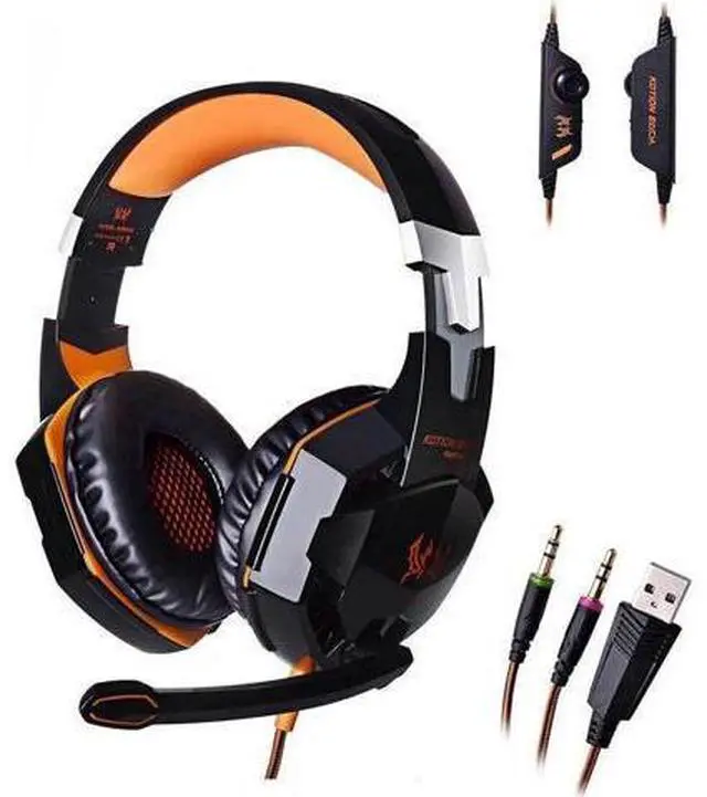 Alt view image 10 of 14 - Professional Stereo Bass Game Headphone with Mic and LED Light, Gaming Headset Wired Earphone Noise Canceling for PC Computer