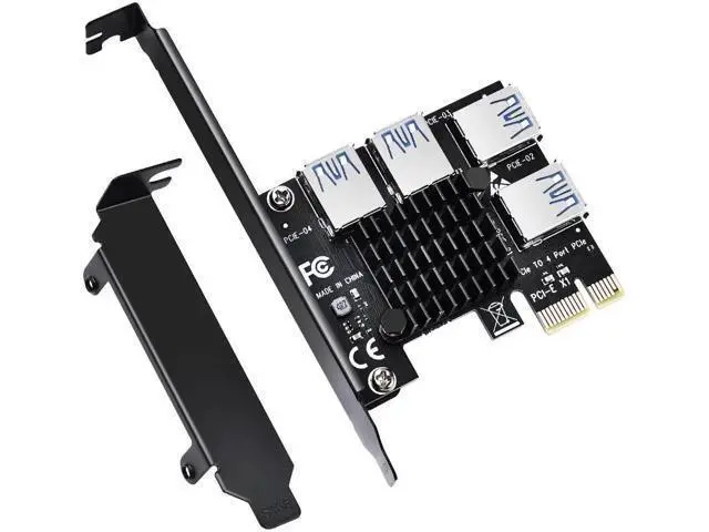 Alt view image 8 of 14 - Aomoproing PCIE 1 to 4 Ports PCI Express 16X Slots Riser Card USB 3.0 PCI-E Adapter Board Multiplier Port GPU Extender Miner Riser Card for BTC Bitcoin Miner Mining