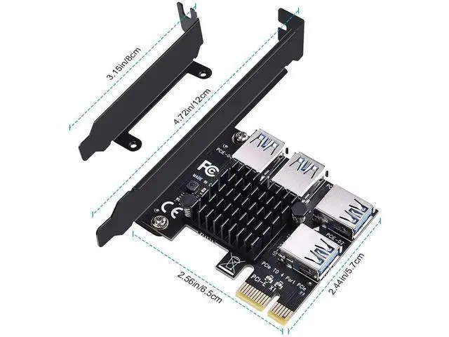 Alt view image 11 of 14 - Aomoproing PCIE 1 to 4 Ports PCI Express 16X Slots Riser Card USB 3.0 PCI-E Adapter Board Multiplier Port GPU Extender Miner Riser Card for BTC Bitcoin Miner Mining