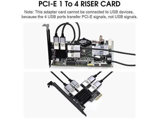 Alt view image 13 of 14 - Aomoproing PCIE 1 to 4 Ports PCI Express 16X Slots Riser Card USB 3.0 PCI-E Adapter Board Multiplier Port GPU Extender Miner Riser Card for BTC Bitcoin Miner Mining