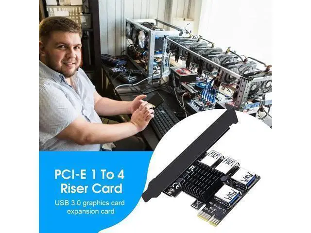 Alt view image 14 of 14 - Aomoproing PCIE 1 to 4 Ports PCI Express 16X Slots Riser Card USB 3.0 PCI-E Adapter Board Multiplier Port GPU Extender Miner Riser Card for BTC Bitcoin Miner Mining