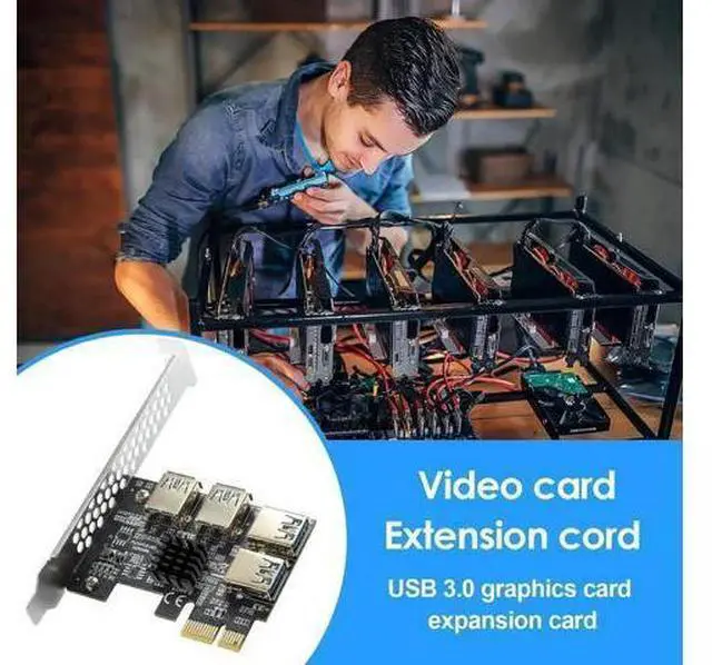 Alt view image 13 of 14 - Aomoproing PCI-E 1 to 4 PCI-Express 16X Slots Riser Card - Higher Stability USB 3.0 Adapter Multiplier Card for Bitcoin Mining Compatible with Windows Linux Mac(No USB Cables)
