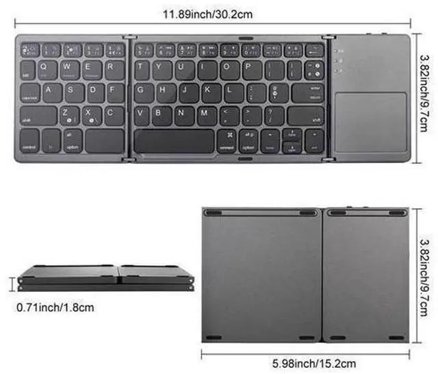 Alt view image 12 of 12 - Ultra Slim Pocket Foldable Bluetooth Wireless Keyboard with Touchpad